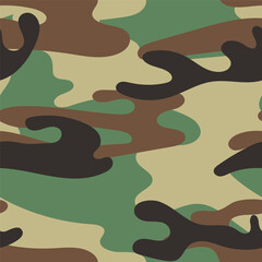 Military camouflage seamless pattern. Khaki texture. Trendy background. Abstract color vector illustration. For design wallpaper, wrapping paper, fabric.