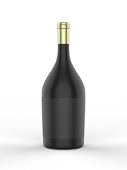 Wine bottle with blank label for branding and mock up. 3d render illustration.