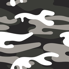 Military camouflage seamless pattern. Khaki texture. Trendy background. Abstract color vector illustration. For design wallpaper, wrapping paper, fabric.