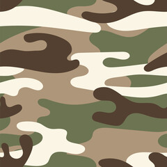 Military camouflage seamless pattern. Khaki texture. Trendy background. Abstract color vector illustration. For design wallpaper, wrapping paper, fabric.