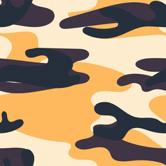 Military camouflage seamless pattern. Khaki texture. Trendy background. Abstract color vector illustration. For design wallpaper, wrapping paper, fabric.