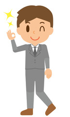 ビジネスマン　OKサイン