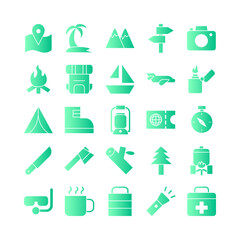 Adventure icon set vector gradient for website, mobile app, presentation, social media. Suitable for user interface and user experience