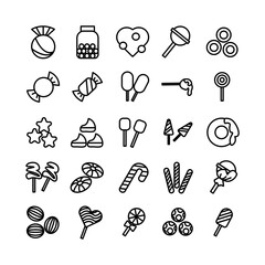 Candy icon set vector line for website, mobile app, presentation, social media. Suitable for user interface and user experience.