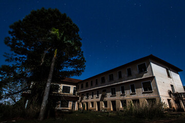 Abandoned Hotel in moonlight at Campos Novos Paulista - Brazil