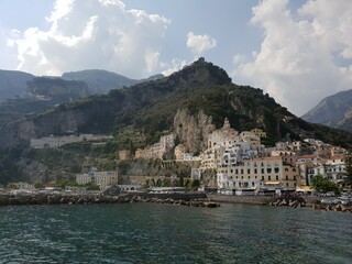 Fototapeta na wymiar Blick auf Amalfi Italien view towards Amalfi Italy