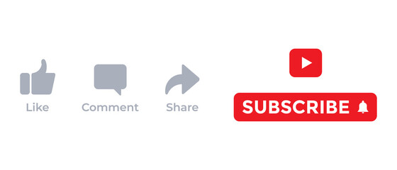 Set of Channel Icon. Like, Comment, Share and Subscribe Button Vector Illustration
