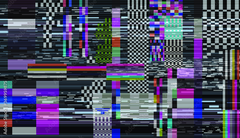 Poster retro vhs background with glitch art effect. vector illustration in retrowave and vaporwave style.