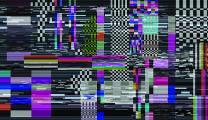 Retro VHS background with Glitch art effect. Vector illustration in retrowave and vaporwave style.