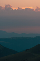 Sunset in the middle of the mountain.