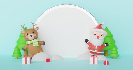 
Merry Christmas ,  Christmas celebrations with Santa clause and friend  with space for text  . 3d rendering .