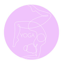 Woman doing yoga continuous one line vector illustration.