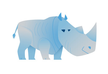Cartoon rhino isolated on white background. Vector illustration.