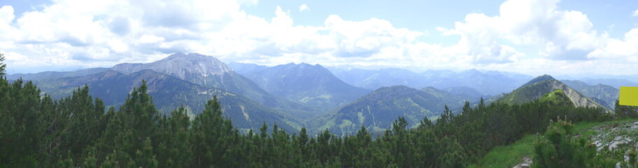 wide angle panorama with guffertspitze, bavaria