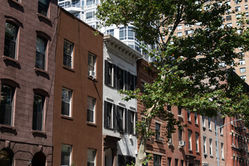 Row of Old Brick Residential Buildings in Kips Bay of New York City