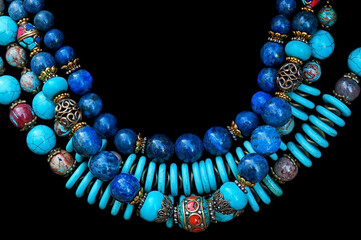 Colorful beads isolated on black background