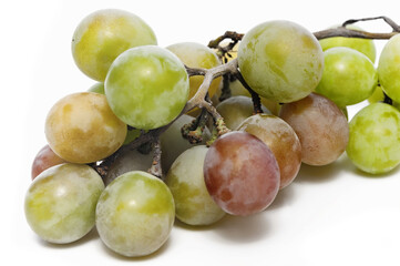 White table grapes isolated on white background