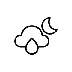 Night Rain Icon Logo Vector Isolated. Nature and Weather Icon Set. Editable Stroke and Pixel Perfect.
