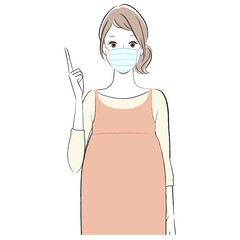 笑顔で指差しする妊婦さん