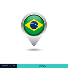 Fototapeta premium Brazil flag map pin vector design template