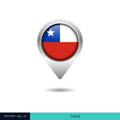Fototapeta premium Chile flag map pin vector design template