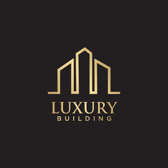 Luxury building logo design with gold color