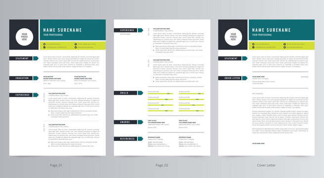 Professional Resume/CV (2 Page) And Cover Letter Template Design
