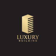 Luxury building logo design with gold color