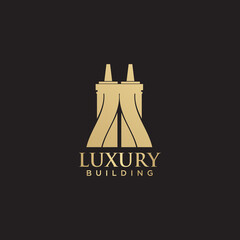 Luxury building logo design with gold color