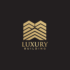 Luxury building logo design with gold color