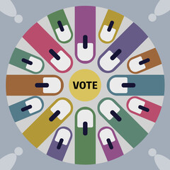 Group of fingers with electoral stain.Concept for voting in election.