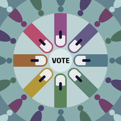 Group of fingers with electoral stain.Concept for voting in election.