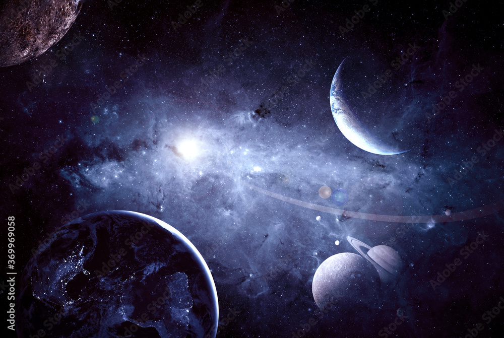 Wall mural planets in outer space. elements of this image furnished by nasa