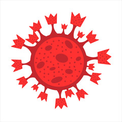 Virus with coronas. Stop kovid-19. The logo symbol of corona virus. Vector flat illustration