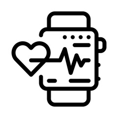 watch heartbeat icon vector. watch heartbeat sign. isolated contour symbol illustration