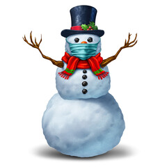 Snowman wearing a mask