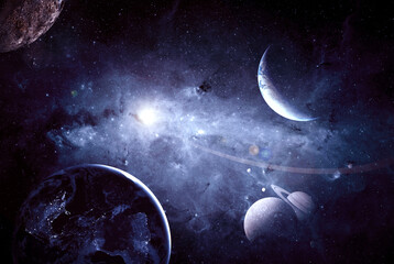 Planets in outer space. Elements of this image furnished by NASA