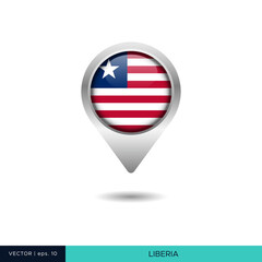 Liberia flag map pin vector design template