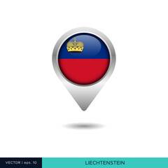 Liechtenstein flag map pin vector design template