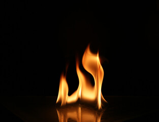 Abstract, flame fire on black background.
