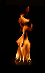 Abstract, flame fire on black background.