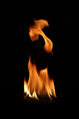 Abstract, flame fire on black background.