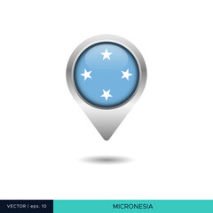 Micronesia flag map pin vector design template