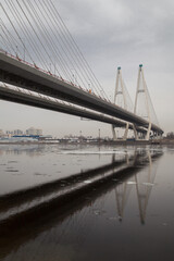 Obraz premium Cable-stayed bridge over the Neva in St. Petersburg