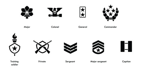 Collection of military rank icon vector