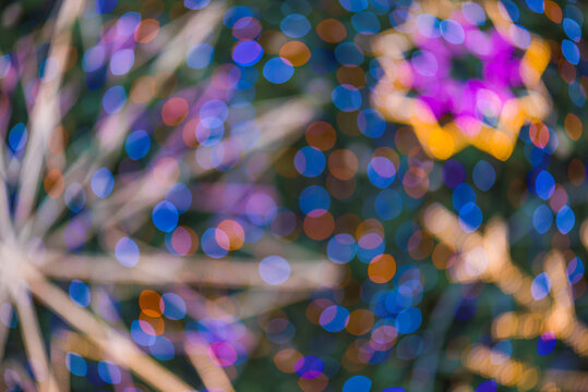 christmas fair city lights blurred abstract circular bokeh on background