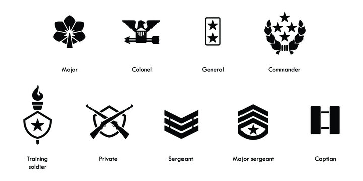 Collection of military rank icon vector