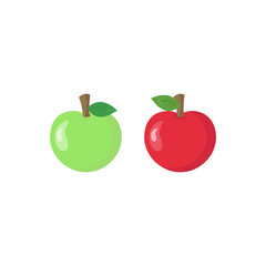 This is fruit. Red and green apple on white background.