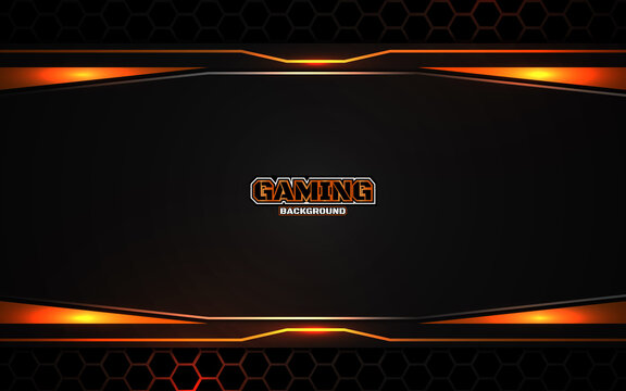 Abstract futuristic black and orange gaming background with modern esport  shapes. Vector design template technology concept can use element game  banner, sport poster, cyber wallpaper, web streaming Stock Vector | Adobe  Stock