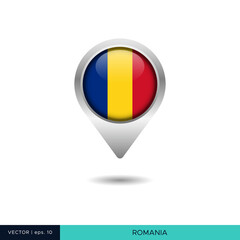 Fototapeta premium Romania flag map pin vector design template